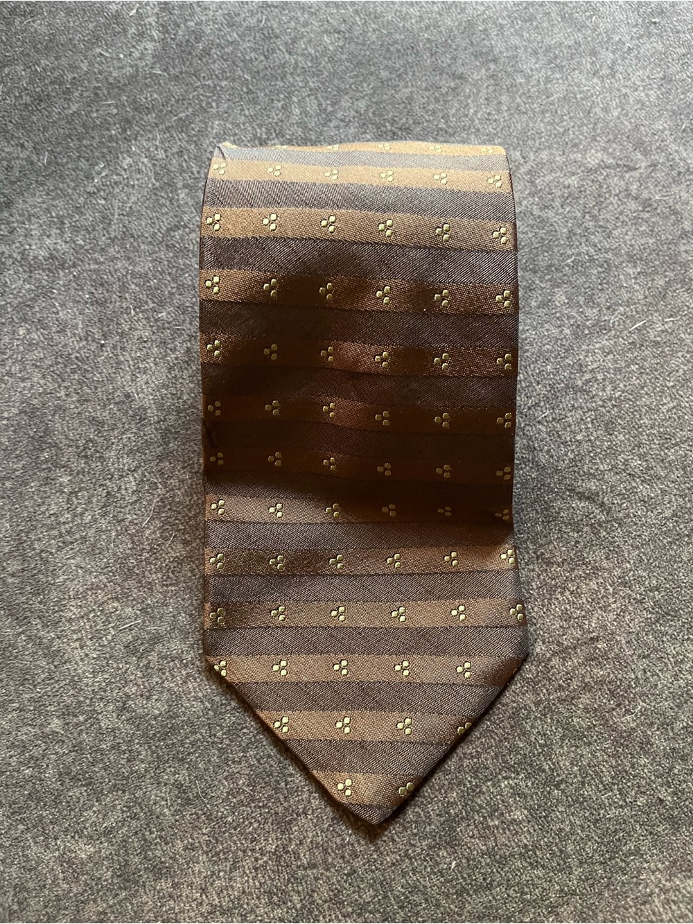 Valentino Brown Tie with Olive Dot Motif